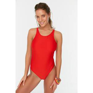 Trendyol Red Textured Back Detailed Swimsuit