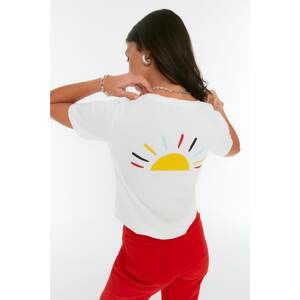 Trendyol White 100% Organic Cotton Back Printed Basic Knitted T-Shirt