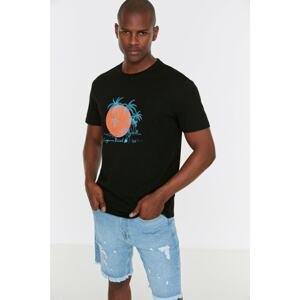Trendyol Black Men Regular Fit Tropical Printed T-Shirt