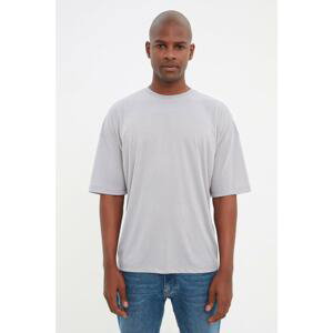 Trendyol Black-Grey Men's Basic 2-Pack-Oversized Crew Neck Short Sleeved T-Shirt