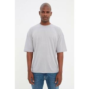 Trendyol Black-Grey Men's Basic 2-Pack-Oversized Crew Neck Short Sleeved T-Shirt