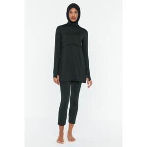 Trendyol Black Long Sleeve Performance Knitted 3-piece Hijab Swimsuit Set