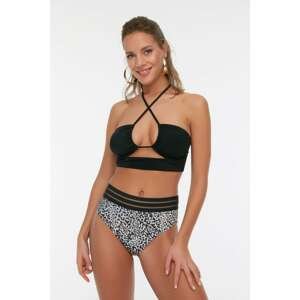 Trendyol Brown Leopard Pattern High Waist Bikini Bottom