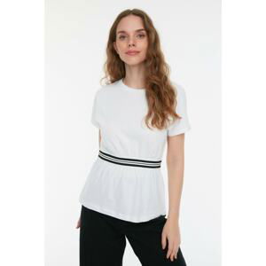 Trendyol White Elastic Detailed Knitted T-Shirt