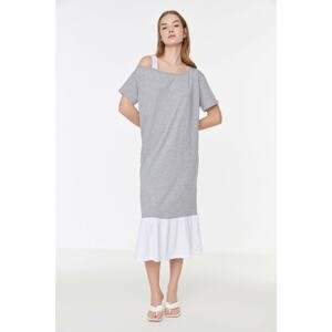 Trendyol Gray Midi Open Shoulder Knitted Dress