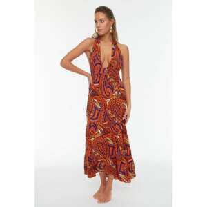 Trendyol Abstract Pattern Back Detailed Beach Dress