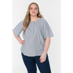 Trendyol Curve Indigo Front Buttoned Woven Blouse