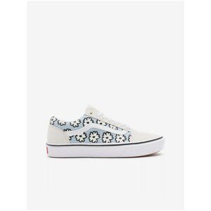Blue-Cream Women's Leather Sneakers with Floral Pattern VANS ComfyCu - Women