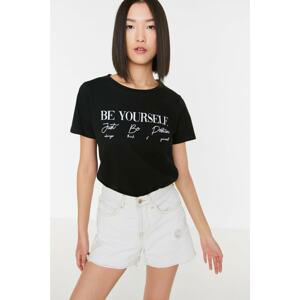 Trendyol Black Printed Basic Knitted T-Shirt