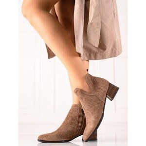 BROWN OPENWORK ANKLE BOOTS VINCEZA