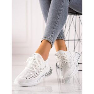 TRENDI WHITE TEXTILE SNEAKERS