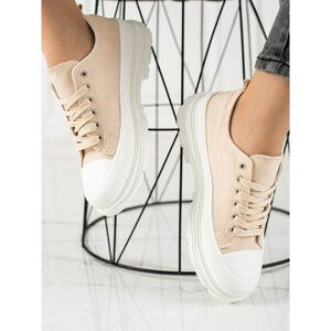 TRENDI FASHIONABLE BEIGE SNEAKERS