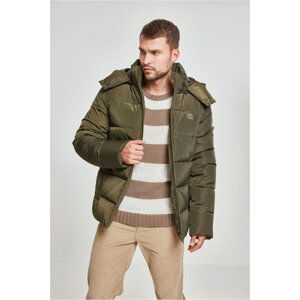 Puffer hooded jacket dark olive