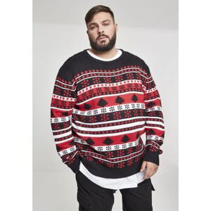 Snowflake Christmas Tree Sweater black/fire red/white