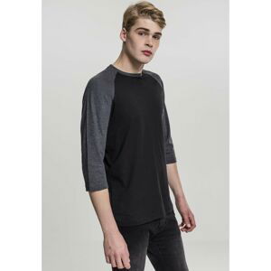 Contrasting 3/4 sleeve raglan t-shirt blk/cha