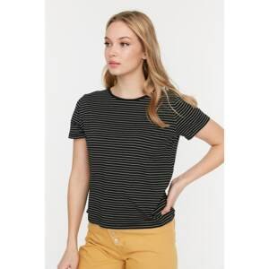 Trendyol Black Striped Basic Knitted T-Shirt