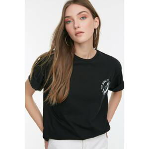 Trendyol Black Front and Back Boyfriend Knitted T-Shirt