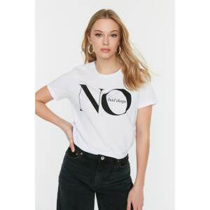 Trendyol White Printed Basic Knitted T-Shirt