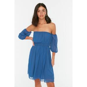 Trendyol Blue Carmen Collar Dress