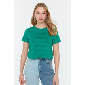 Trendyol Green Printed Basic Knitted T-Shirt