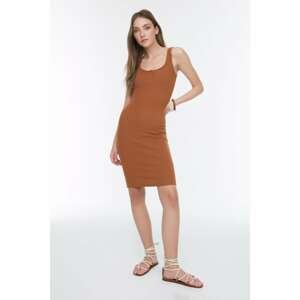 Trendyol Brown Ribbed Bodycon Knitted Dress