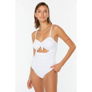 Trendyol Ecru Cut Out Detailed Textured Swimsuit