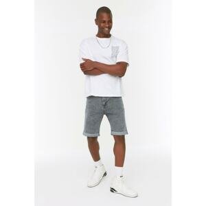 Trendyol Men's Gray Slim Fit Folded Denim Shorts