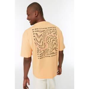 Trendyol Orange Men's Relaxed Fit Crew Neck Short Sleeve Printed T-Shirt