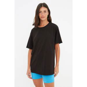 Trendyol Black Printed Boyfriend Knitted T-Shirt