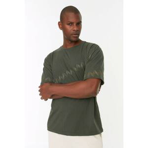 Trendyol Khaki Men's Relaxed Fit Short Sleeved Crew Neck Stitched Detailed T-Shirt