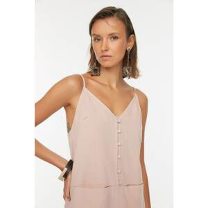 Trendyol Beige V Neck Linen Look Jumpsuit