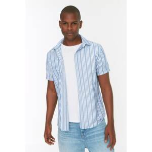 Trendyol Blue Men's Slim Fit Shirt Collar Striped Shirt