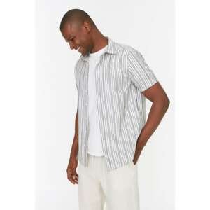 Trendyol Khaki Men's Slim Fit Shirt Collar Striped Shirt