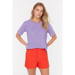 Trendyol Purple Back Printed Boyfriend Knitted T-Shirt