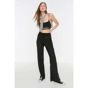 Trendyol Black Ribbed Knitted Pants with Slits