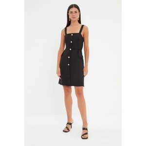 Trendyol Black Square Collar Buttoned Dress