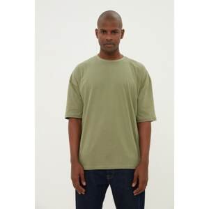 Trendyol Khaki Basic 100% Cotton Crew Neck Oversize/Wide-Fit Short Sleeve T-Shirt