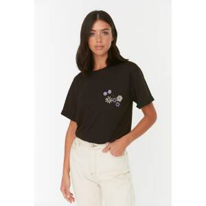 Trendyol Brown Recycle Embroidered Boyfriend Knitted T-Shirt