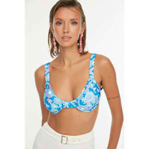 Trendyol Blue Floral Print Bikini Top