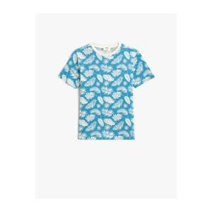 Koton Leaf Printed Short Sleeve T-Shirt Cotton