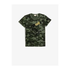 Koton Camouflage Patterned Dinosaur Short Sleeved T-Shirt Cotton