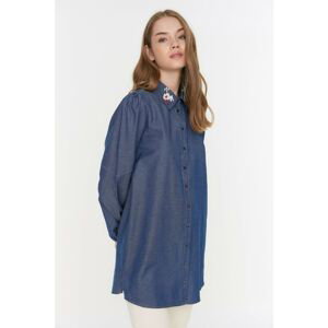 Trendyol Blue Collar Embroidery Detailed Woven Shirt