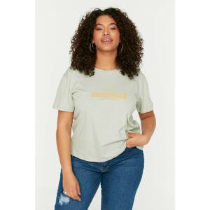 Trendyol Curve Mint Printed Knitted T-Shirt