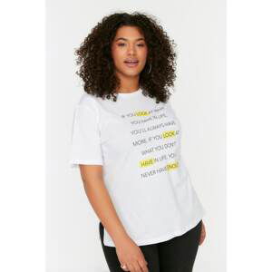 Trendyol Curve White Printed Knitted T-Shirt