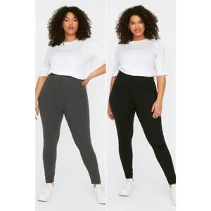 Trendyol Curve Anthracite-Black 2-Pack Knitted Leggings