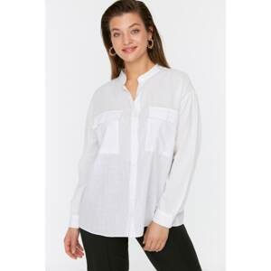 Trendyol Curve White Pocket Woven Shirt