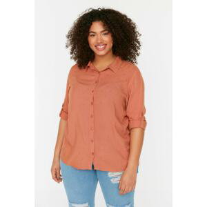 Trendyol Curve Plus Size Shirt - Brown - Regular