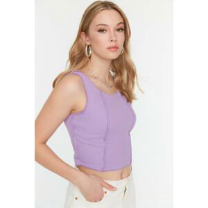 Trendyol Lilac Super Crop Corduroy Knitted Blouse