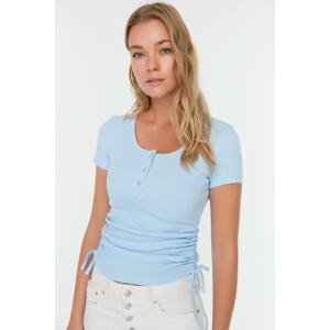 Trendyol Light Blue Button Detailed Pleated Blouse