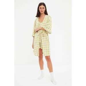 Trendyol Multicolor Checkered Knitted Dressing Gown